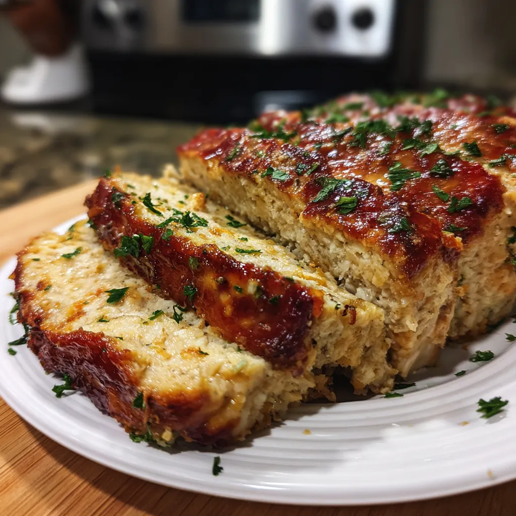 Savory Garlic Parmesan Chicken Meatloaf with Fresh Herbs and Italian Seasonings - tertiary view